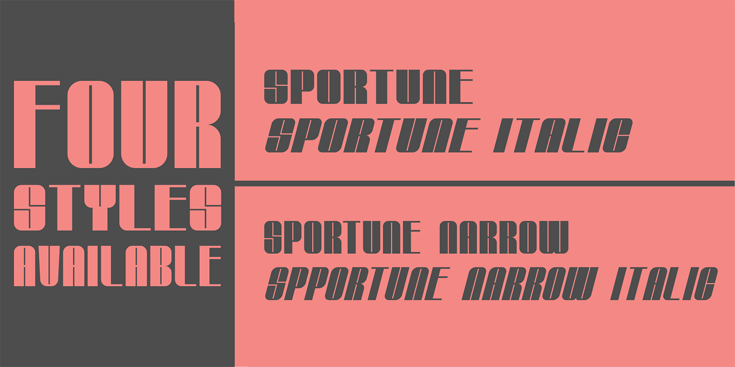 Ejemplo de fuente Sportune NARROW Italic